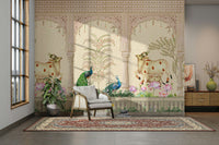 A detailed close-up of a luxurious wall mural pattern.

