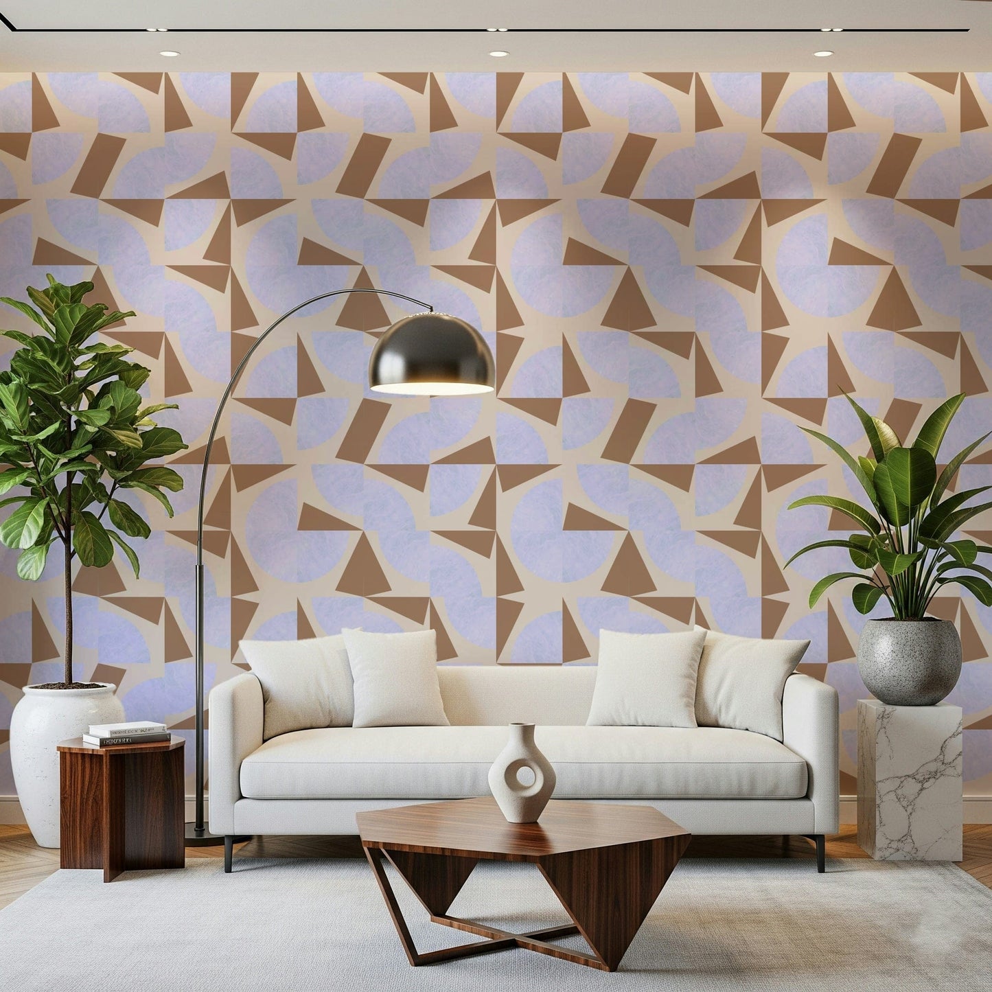 Earthy terracotta wedges Shapescape wallpaper for walls.