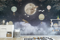 Vibrant stars and hot air balloons wall mural
