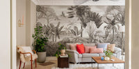 Dramatic shooter and jungle wallpaper mural for bold decor.
