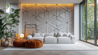 3D geometric white triangle wallpaper for stylish interiors.