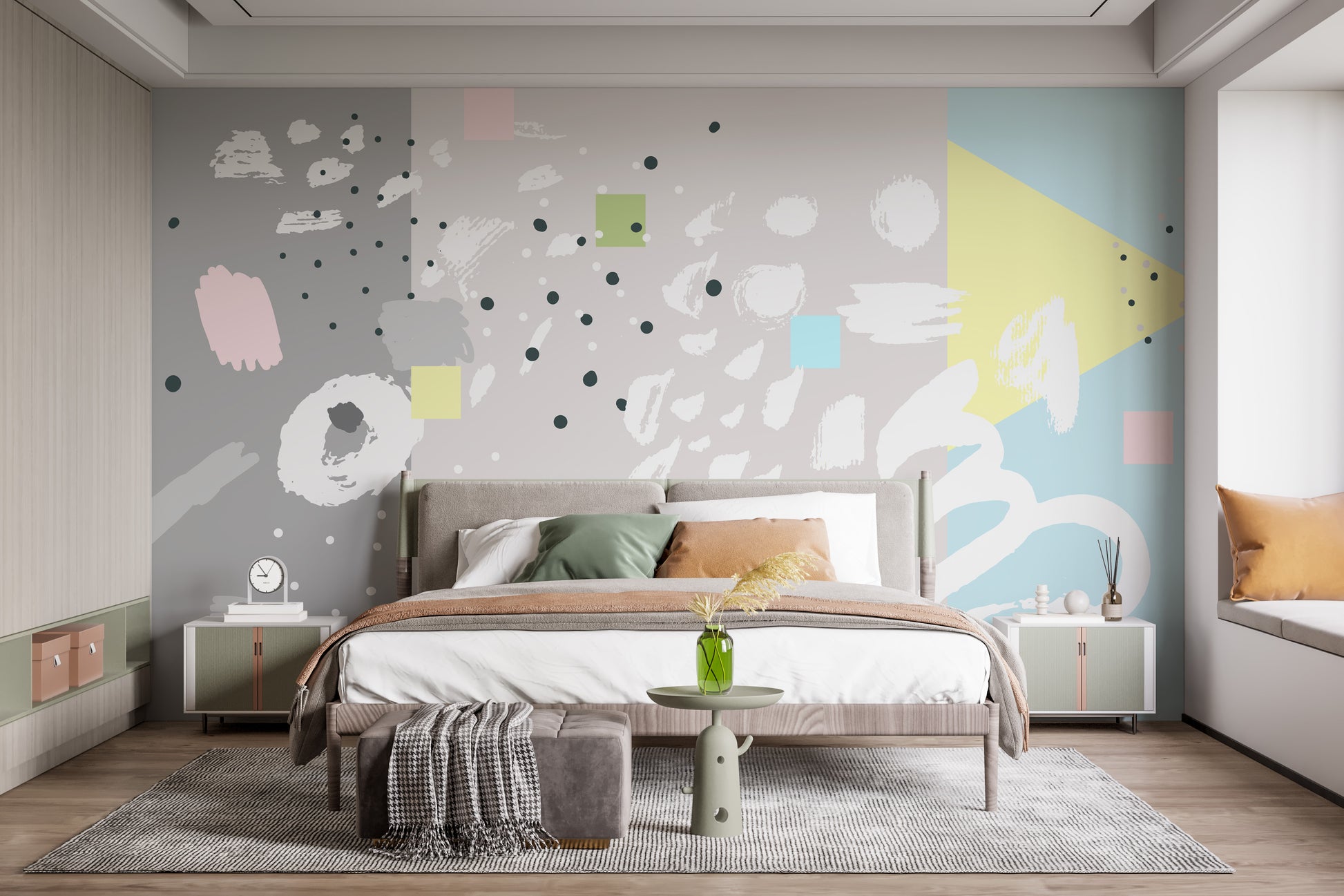 Abstract Art Design Brush Stroke Wallpaper Mural - Giffywalls