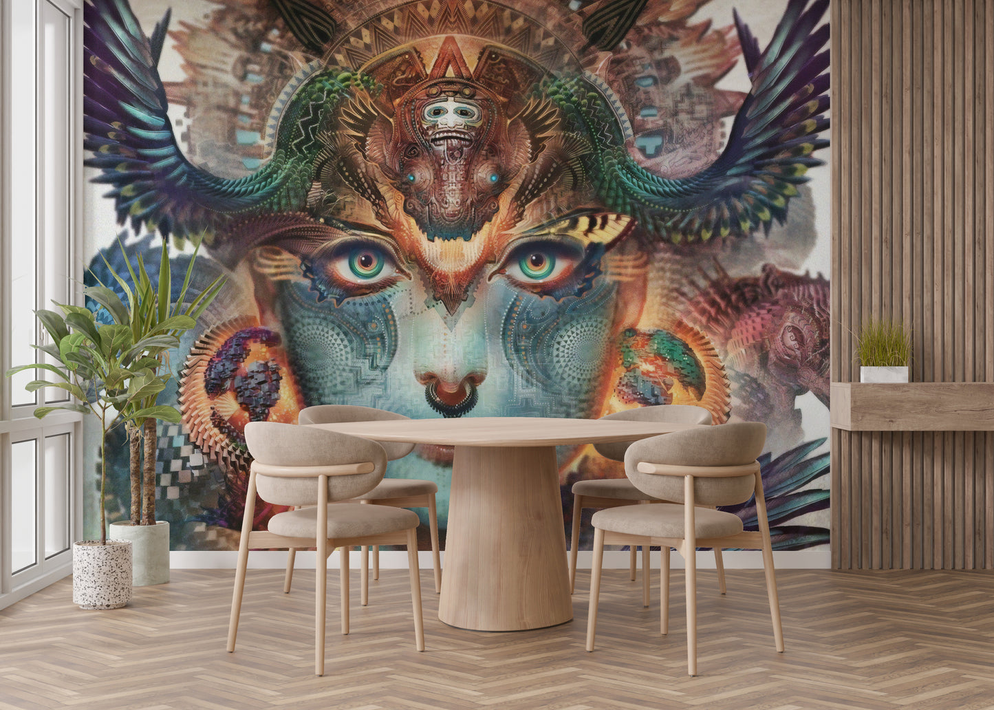 Artistic Lady Dragon Themed Face Wallpaper Mural - Giffywalls