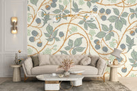Trendy blackberry leaves wallpaper in color
