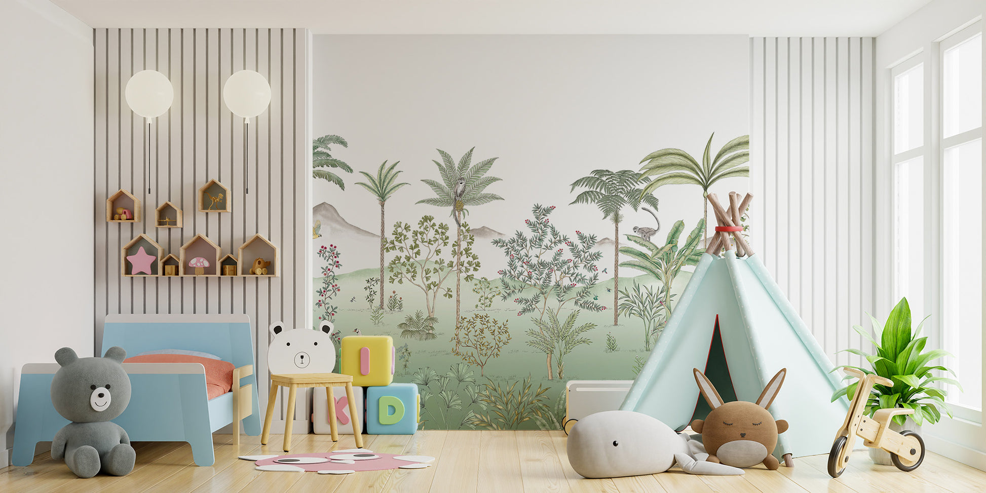 Exotic tropical foliage wallpaper mural art