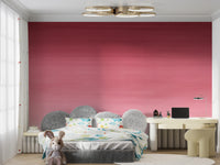Cherry Blossom Panel wallpaper mural in magenta-to-pink ombre on a kids bedroom wall above a grey cloud headboard