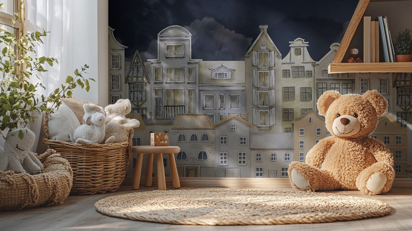 Watercolour Night House Wallpaper - Giffywalls