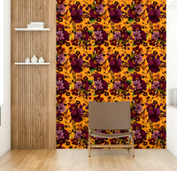 Gothic dark florals in wallpaper mural for striking room decor

