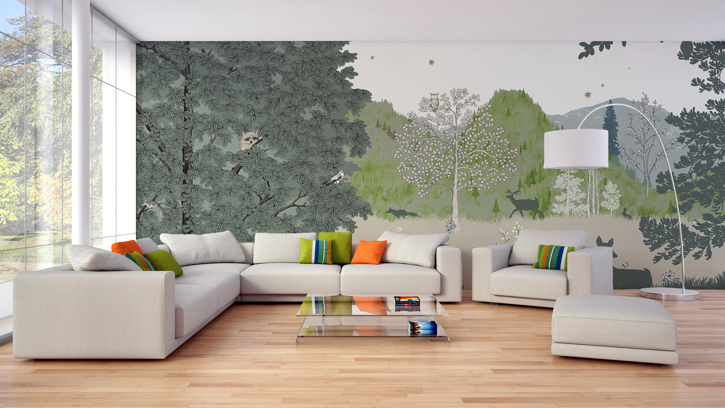 Minimalist jungle wallpaper for nurseries