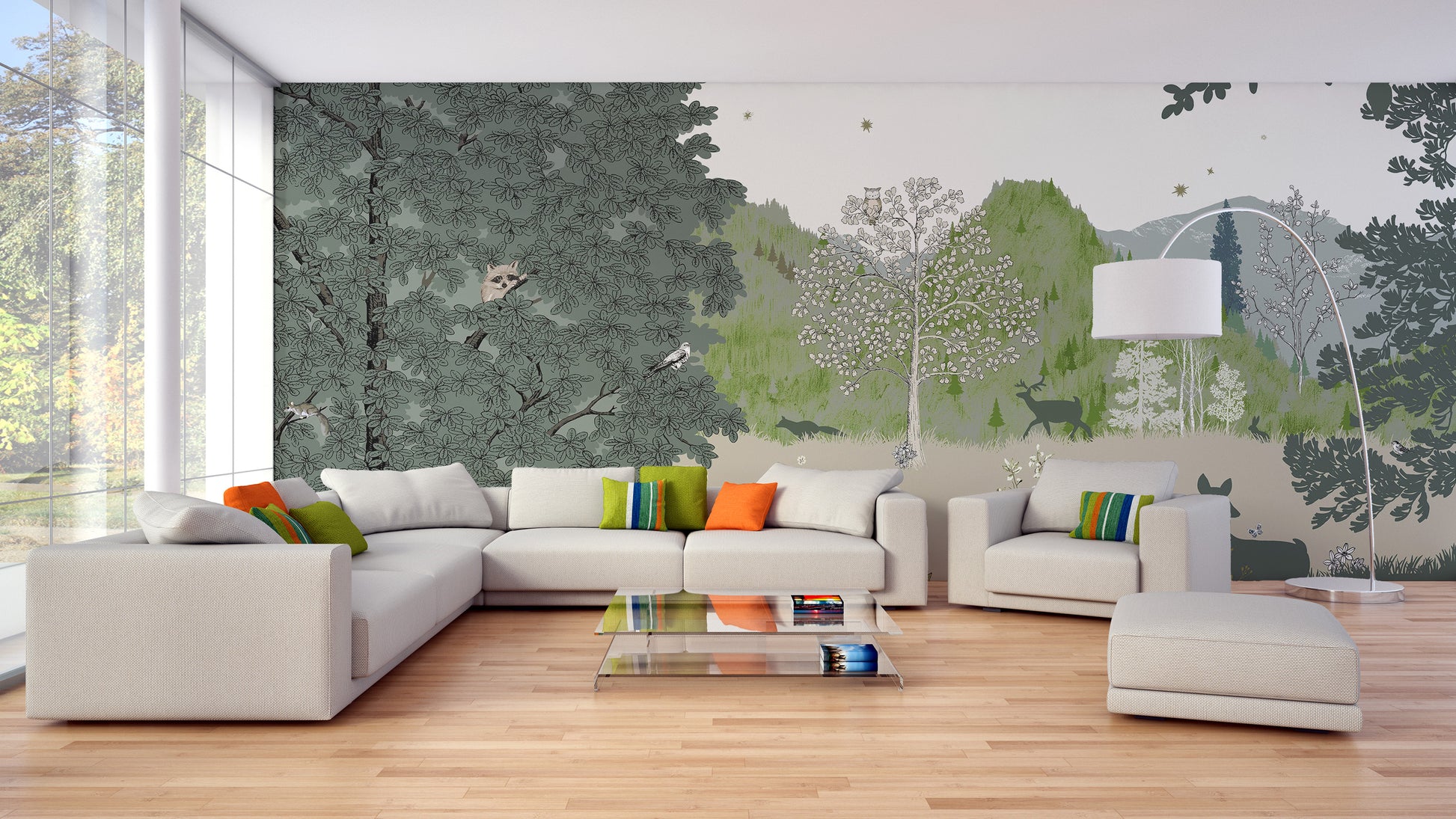 Minimalist jungle wallpaper for nurseries