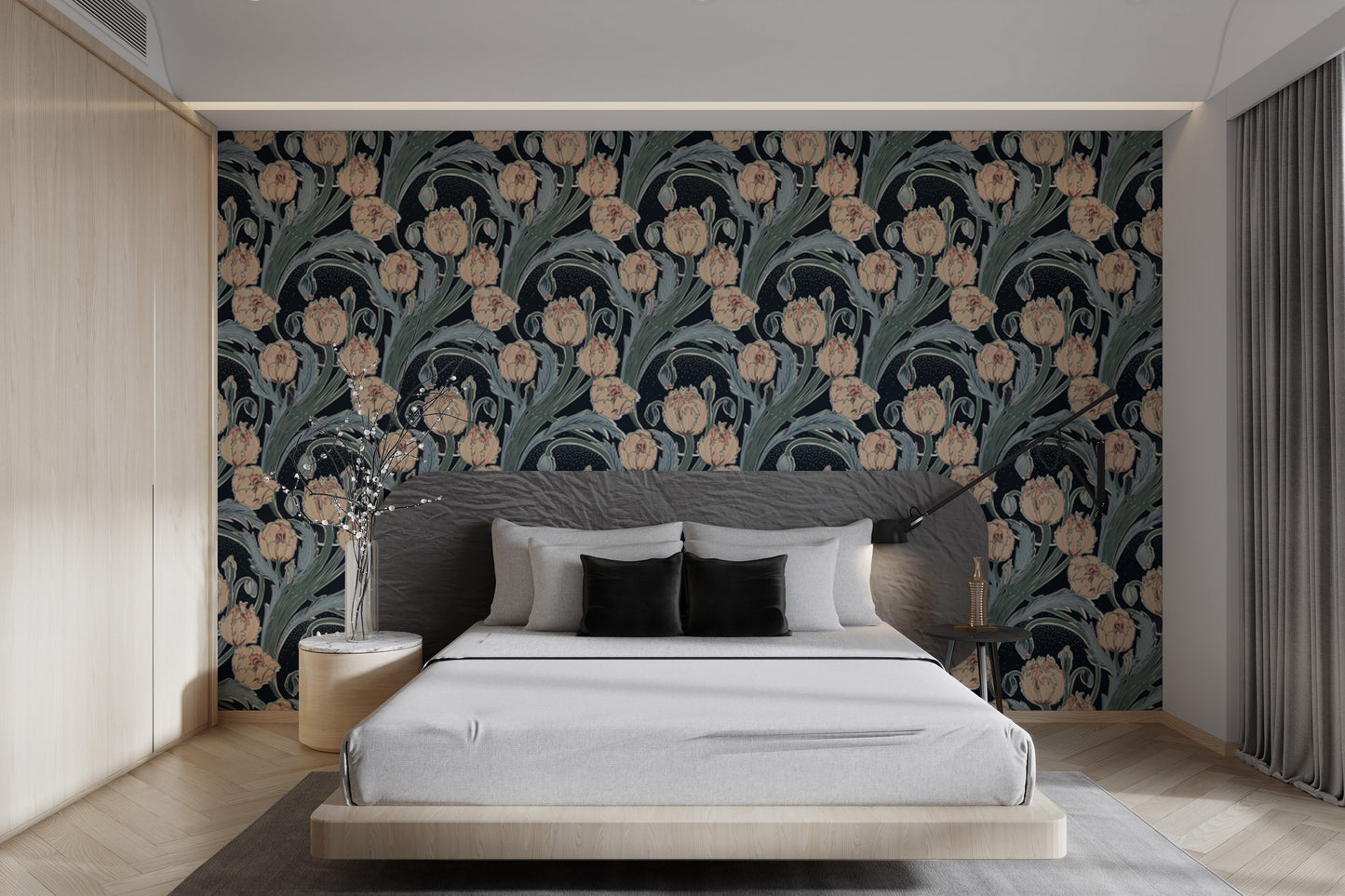 Stylish Moonlit Tulip wallpaper showcasing soft moonlit tones.
