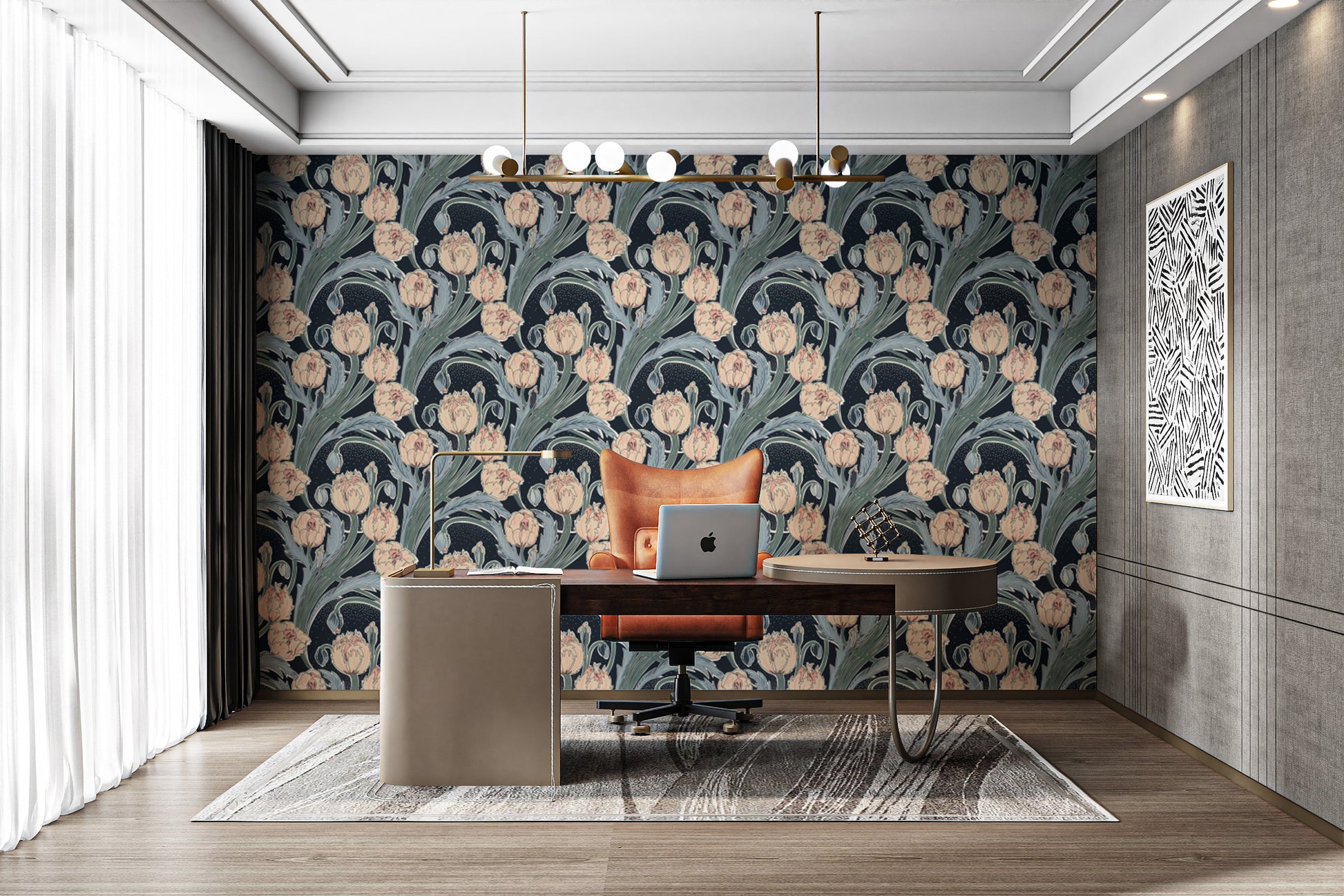 Luxurious Moonlit Tulip wallpaper for stunning wall decor.
