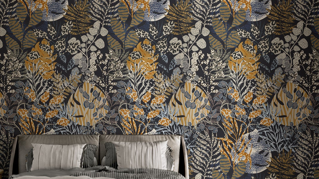Nature-Inspired Nocturne Botanical Wallpaper Mural
