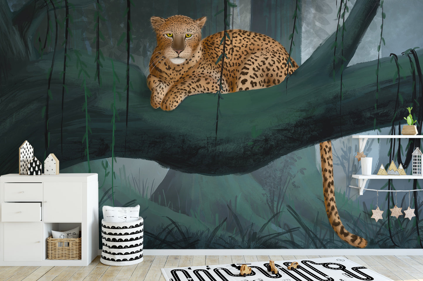 Leopard Rainforest Wall Mural - Giffywalls