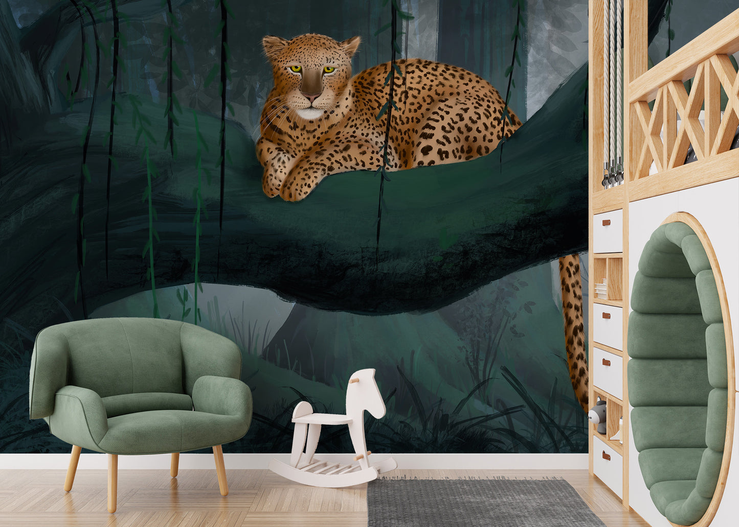 Leopard Rainforest Wall Mural - Giffywalls