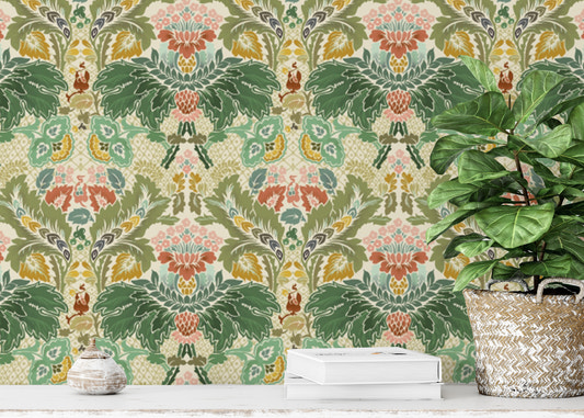 Victorian Ivory Bloom wallpaper showcasing timeless floral elegance.
