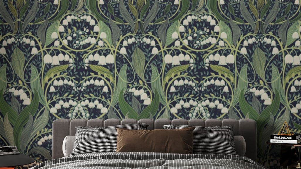 Victorian Valley Elegance wallpaper with intricate floral motifs.
