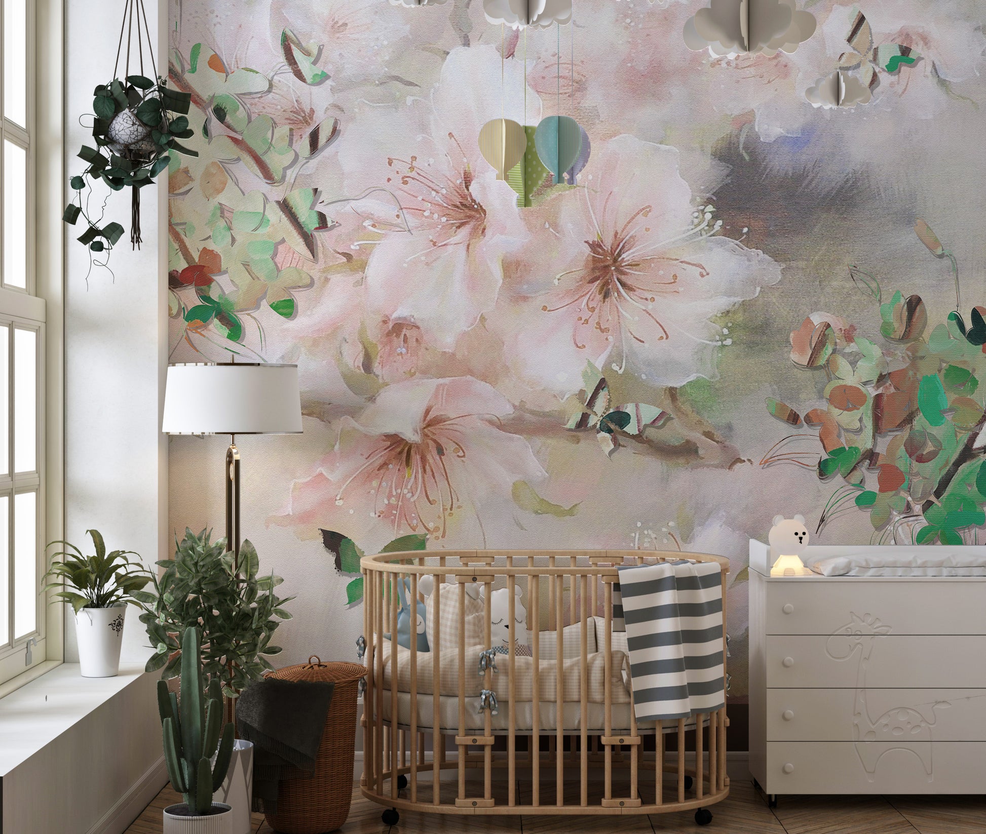 Watercolor Pink Sakura Flower Wallpaper Murals - Giffywalls