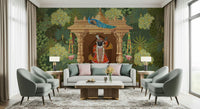 Shrinathji wall mural inspired by Nathdwara miniature painting style