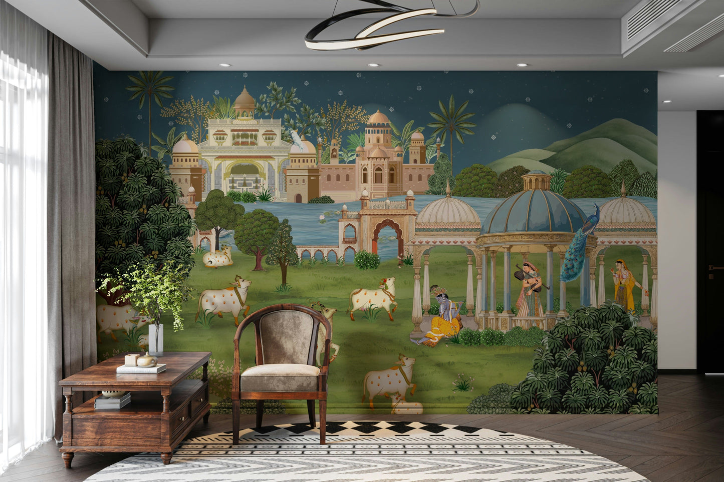 The pattern feels serene and artistic.

