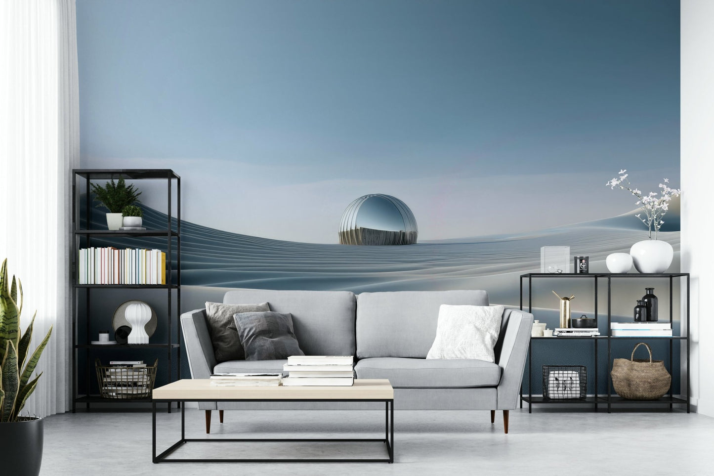 Subtle dune curves in neutral color wall mural

