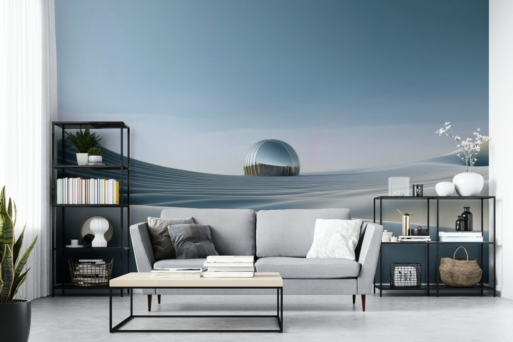 Subtle dune curves in neutral color wall mural

