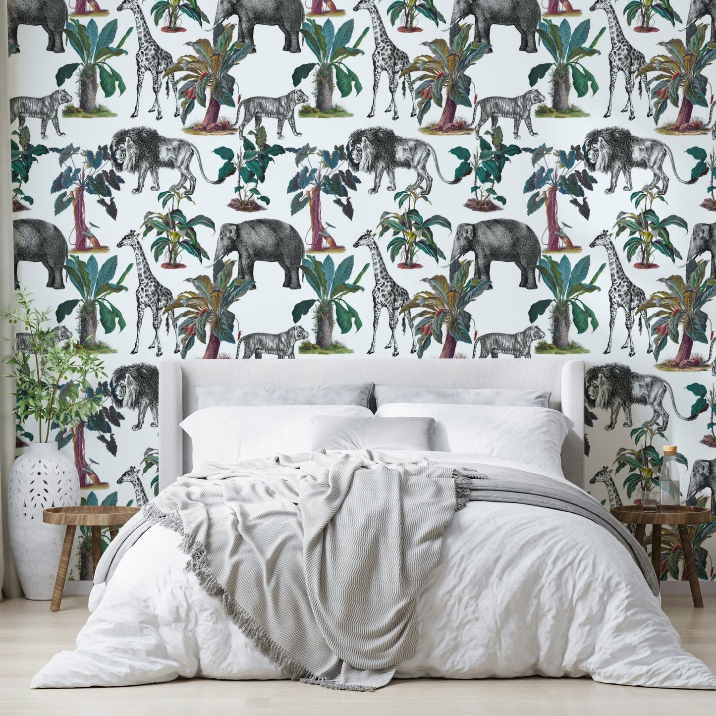 Living space with modern Silva Wallpaper backdrop

