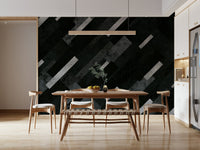 Charcoal Grey Silver Wall Mural – Textured abstract mural with soft grey gradients, dark charcoal, and silver highlights.