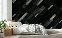 Textured Silver Grey Charcoal Mural – Modern decorative wall mural with abstract layered textures in neutral tones.