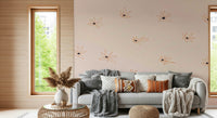 A graceful subtle flower wall mural in soft, elegant tones.