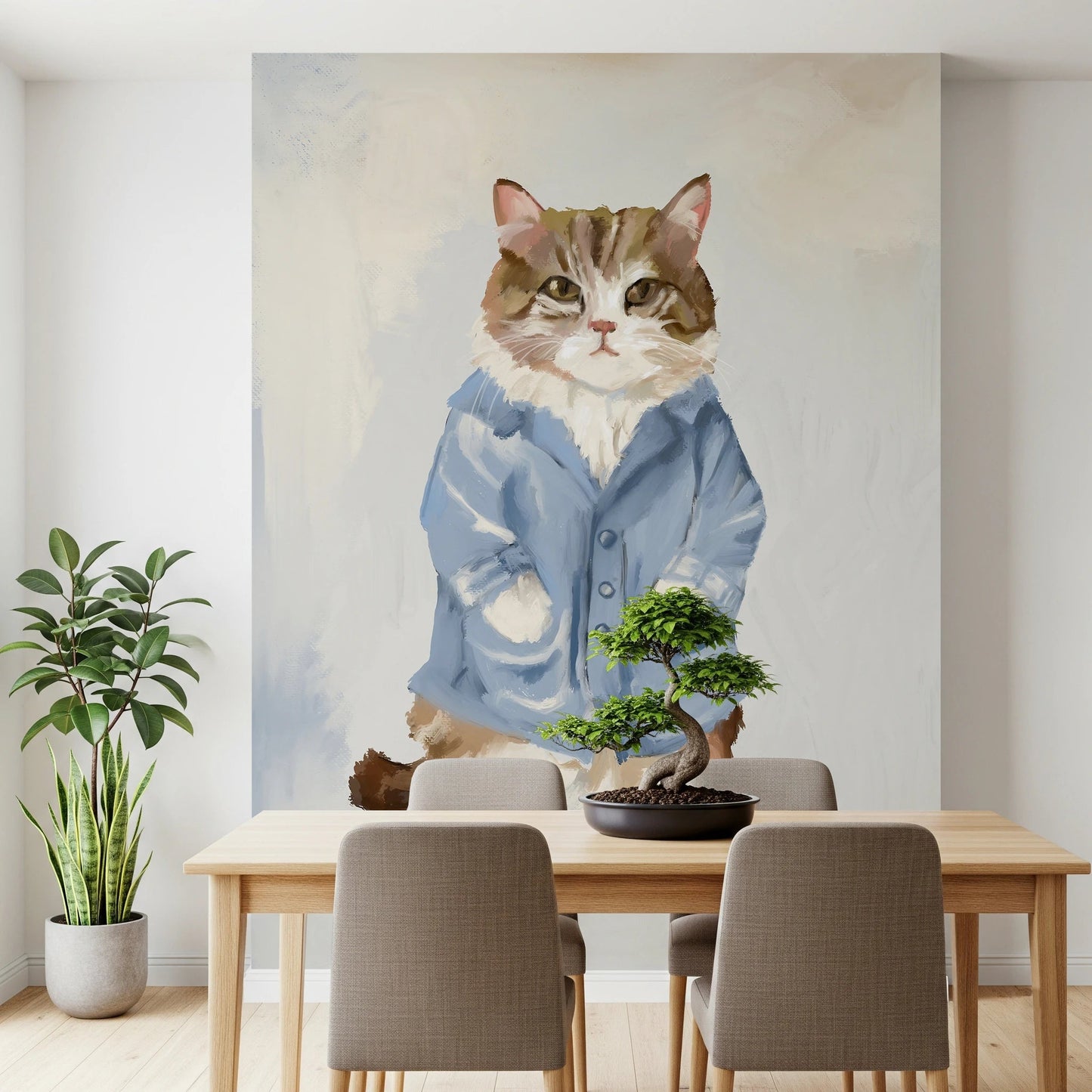 Sir James Blue Jacket Cat oil painting Wall Mural