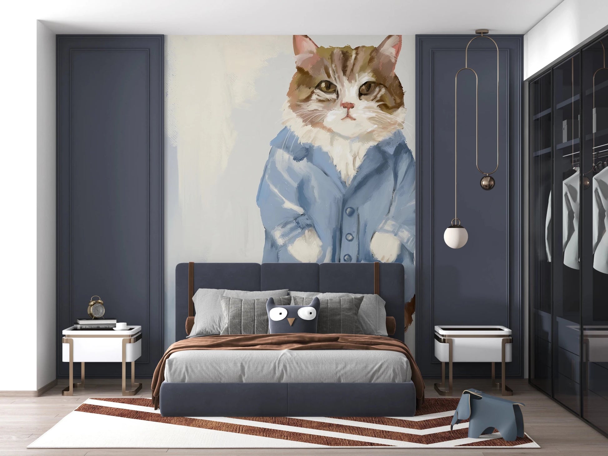 Sir James Blue Jacket Cat oil painting Wall Mural