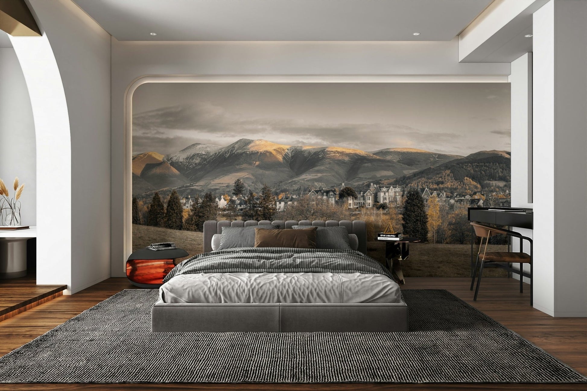 Moody hills and trees mural

