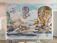 Colorful sky and balloons kids' wallpaper