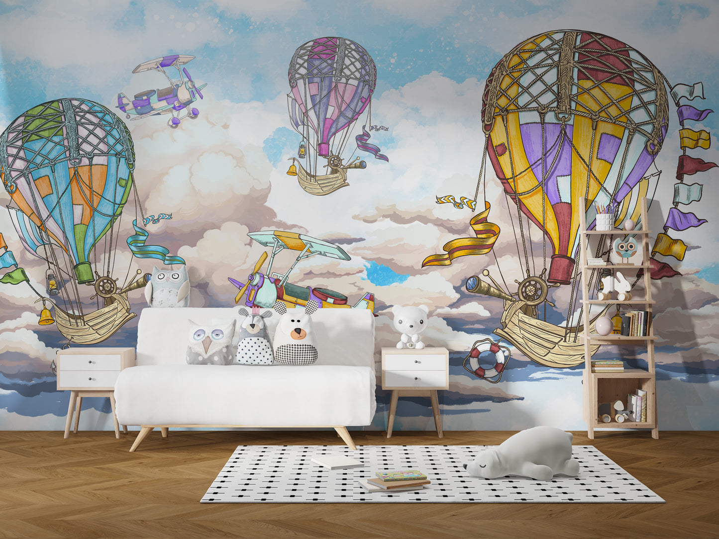 Hot air balloons wallpaper for kids' rooms