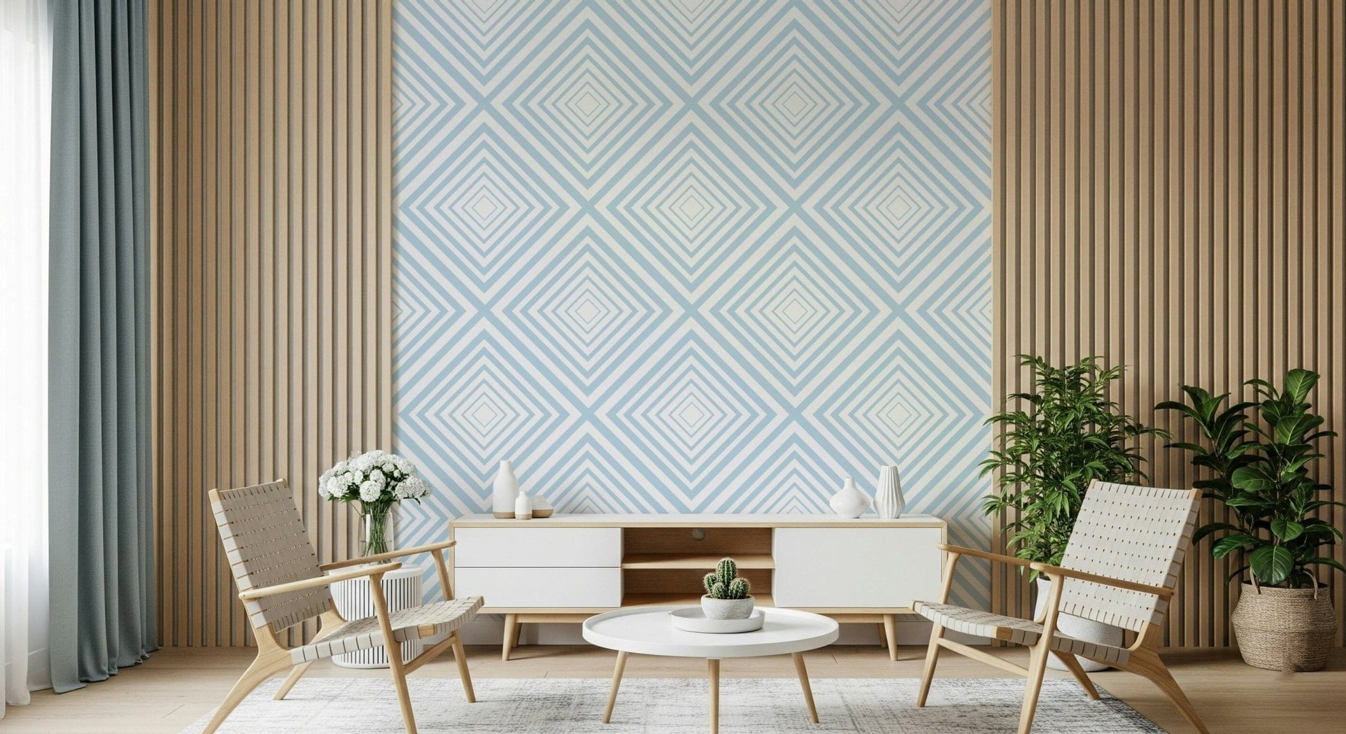 Scattered repeating chevrons in Sky Blue Chevron clean wallpaper design.