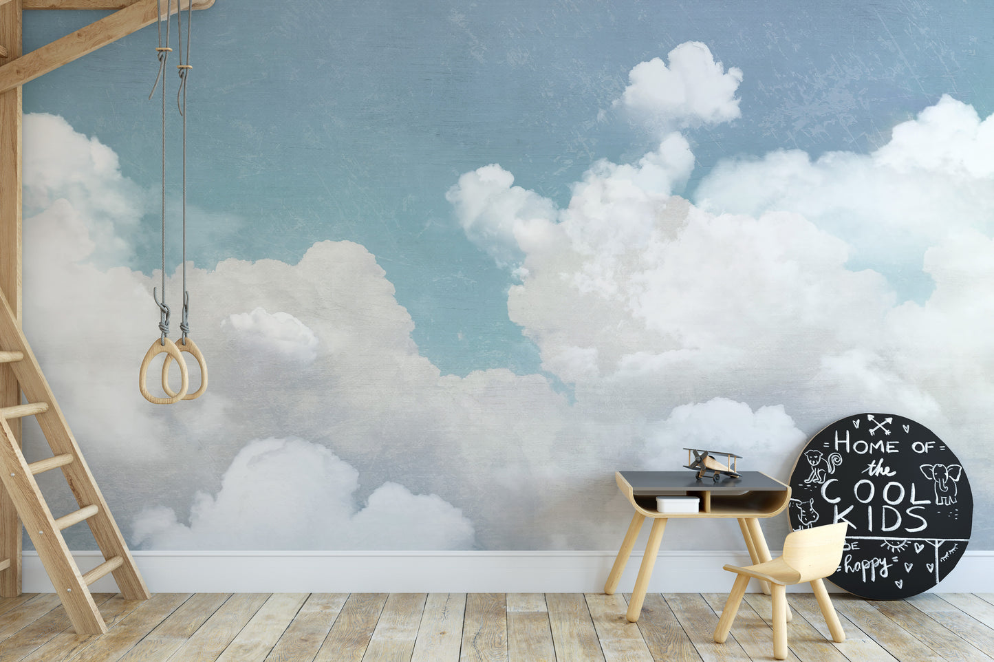 High-resolution image of blue and white cloud dancer wallpaper