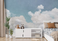 Abstract cloud pattern wall covering for a tranquil space