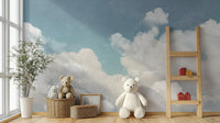 Textured sky blue and soft white wallpaper showing cloud layers