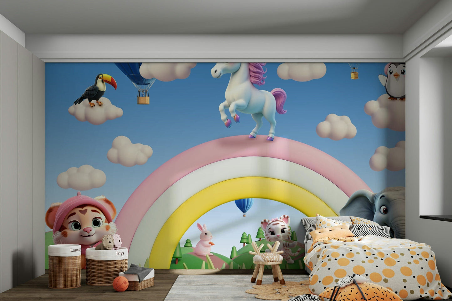 The colors are bright and vibrant, with a multi-colored palette.

