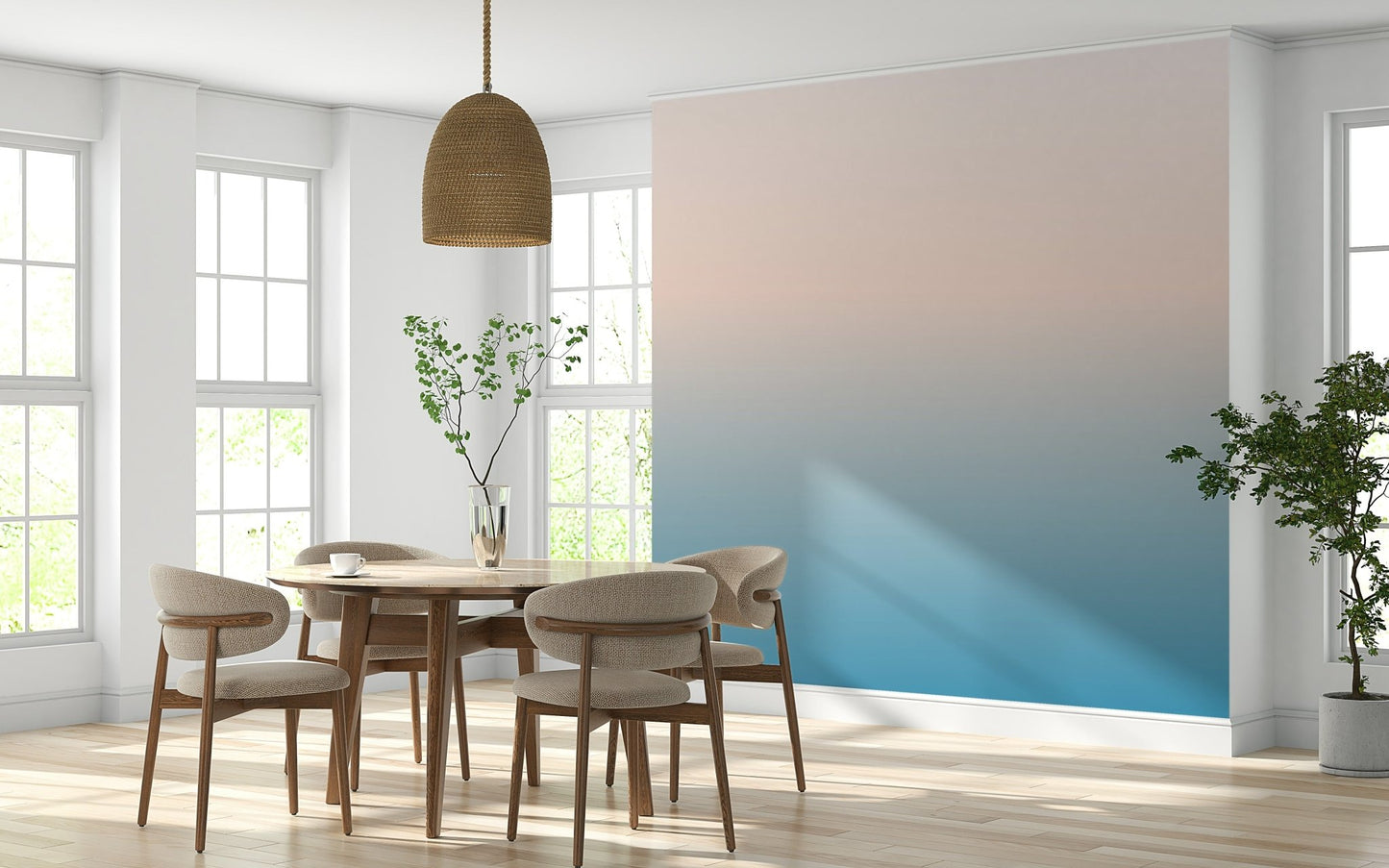 Frame pastel horizon blend wall mural feature