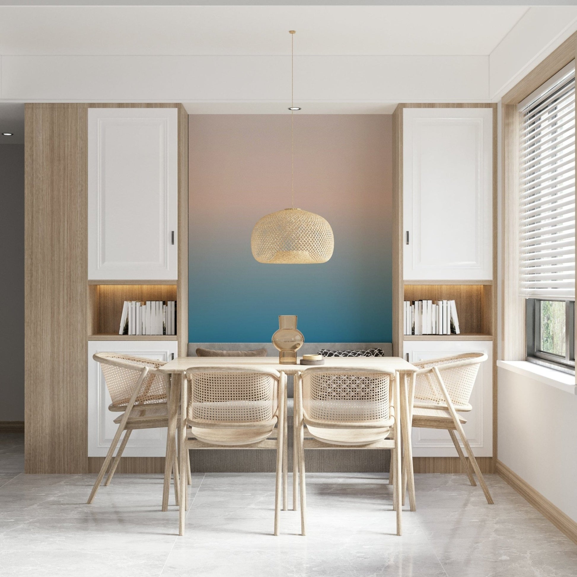 Create calm mood through skyline fade wall mural