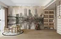 The buildings are tall and modern, with a simple, clean design.
