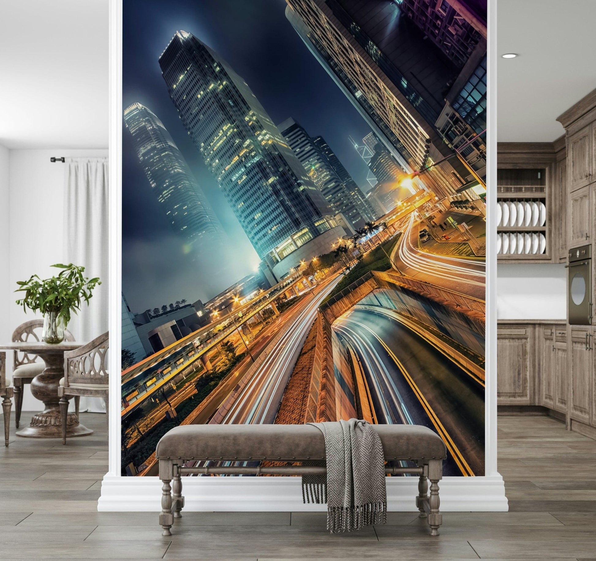 Skyline Velocity wall poster downtown district speed highway blur design.