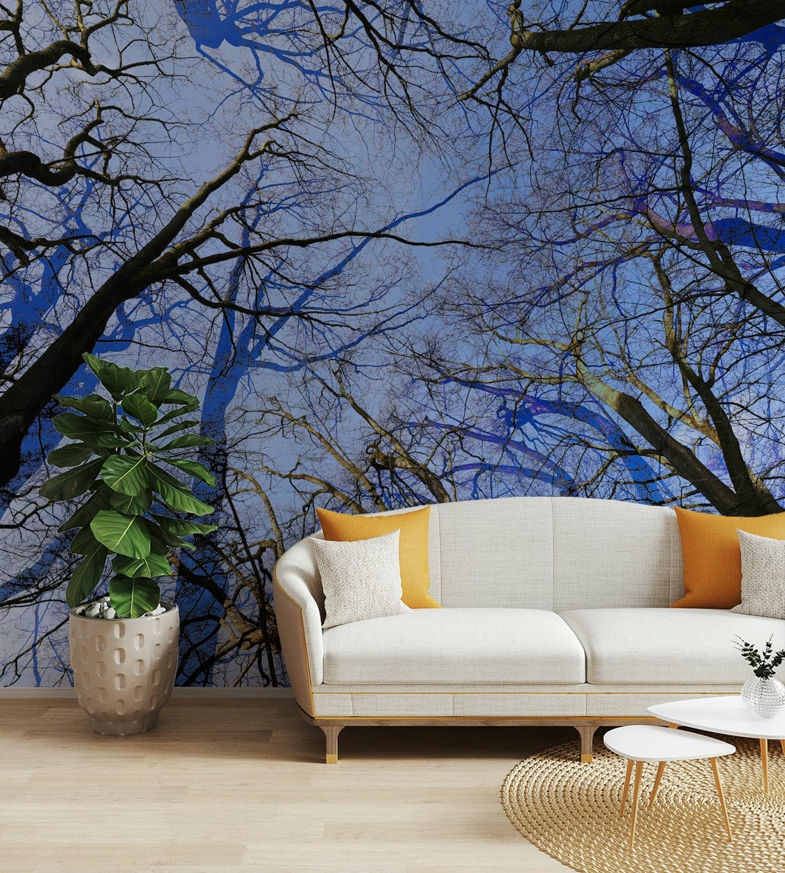 Skyward View: Abstract Tree Canopy Art Print Wall Mural