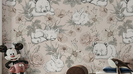 Sleeping Woodland Beige Wallpaper