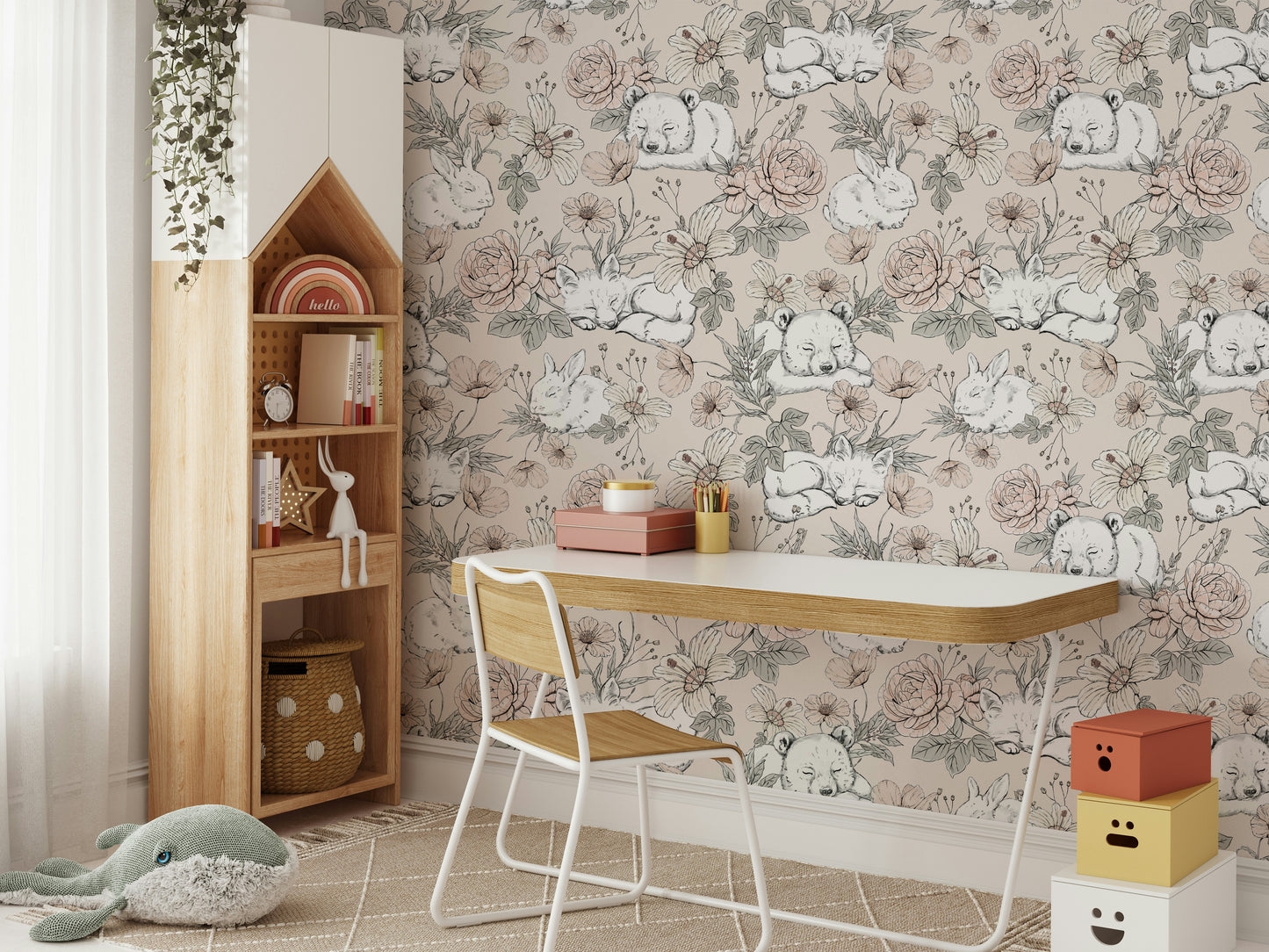 Sleeping Woodland Beige Wallpaper