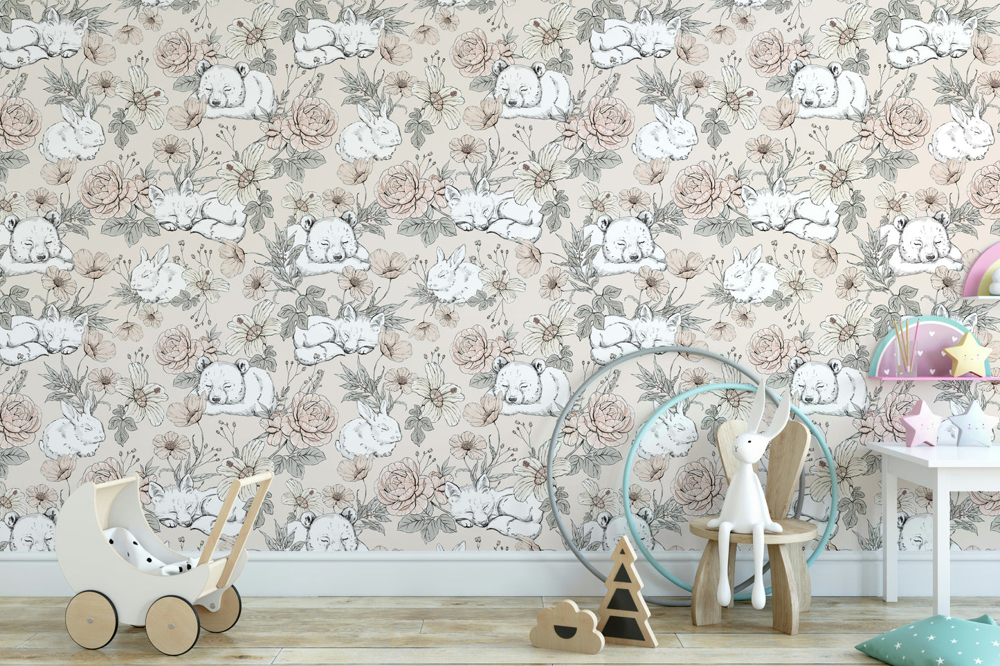 Sleeping Woodland Beige Wallpaper