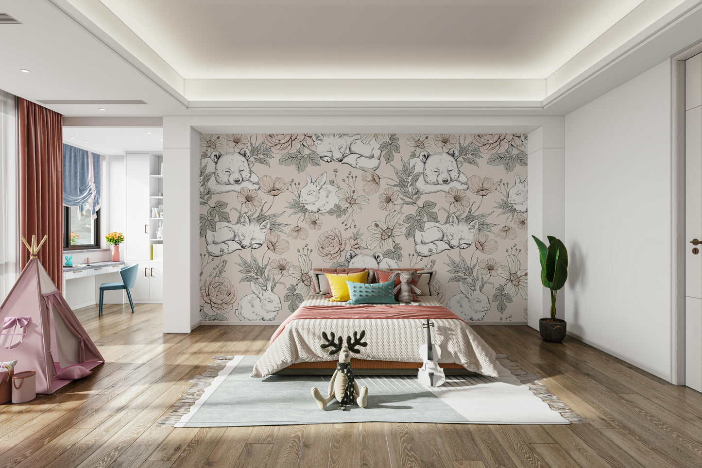 Sleeping Woodland Beige Wallpaper
