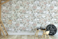 Sleeping Woodland Sage Green Wallpaper